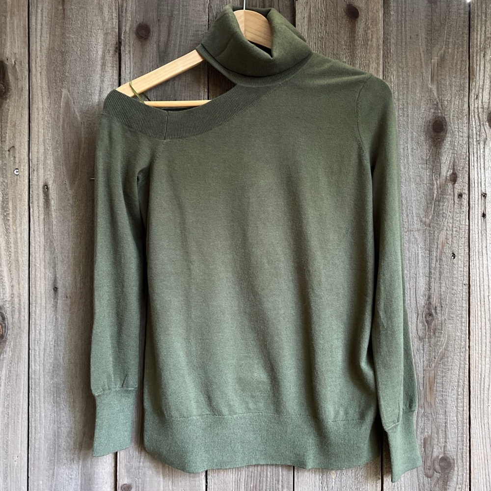 L’AGENCE Cold Shoulder Sweater Olive Green
